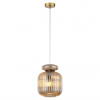 фото Античн.бронза/янтарный/металл/стекло/эко.кожа Подвес E27 1*60W JUGI PENDANT, арт. 5042/1A