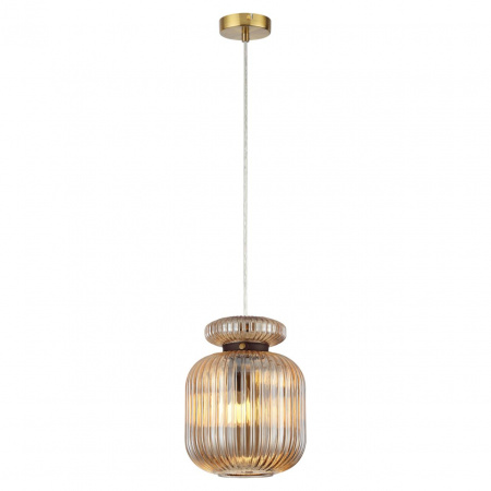 фото Античн.бронза/янтарный/металл/стекло/эко.кожа Подвес E27 1*60W JUGI PENDANT, арт. 5042/1A