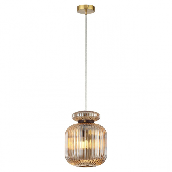 фото Античн.бронза/янтарный/металл/стекло/эко.кожа Подвес E27 1*60W JUGI PENDANT, арт. 5042/1A