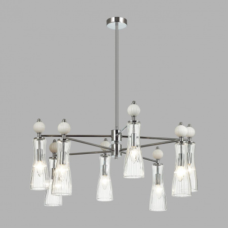 фото Хром/белый/прозрачный, металл/керамика/стекло Люстра Е14 8*40W 220V EMILY NEOCLASSI, арт. 8268/8