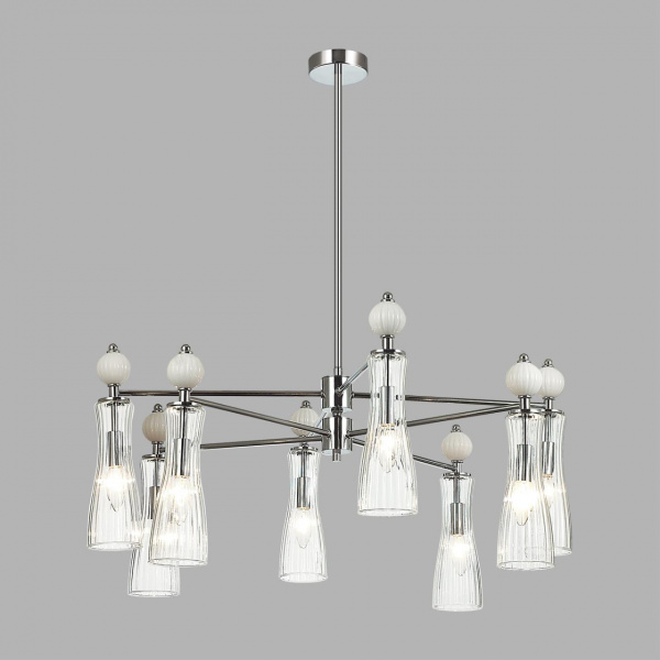 фото Хром/белый/прозрачный, металл/керамика/стекло Люстра Е14 8*40W 220V EMILY NEOCLASSI, арт. 8268/8