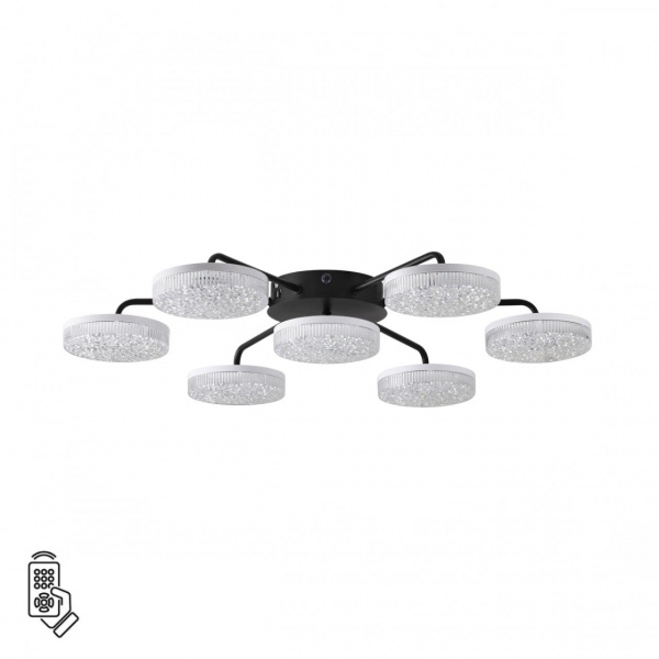 Черный, металл/акрил Люстра потолочная с ПДУ LED 90W 3000-6000К 220V DIDANA LEDIO, арт. 8236/7CL