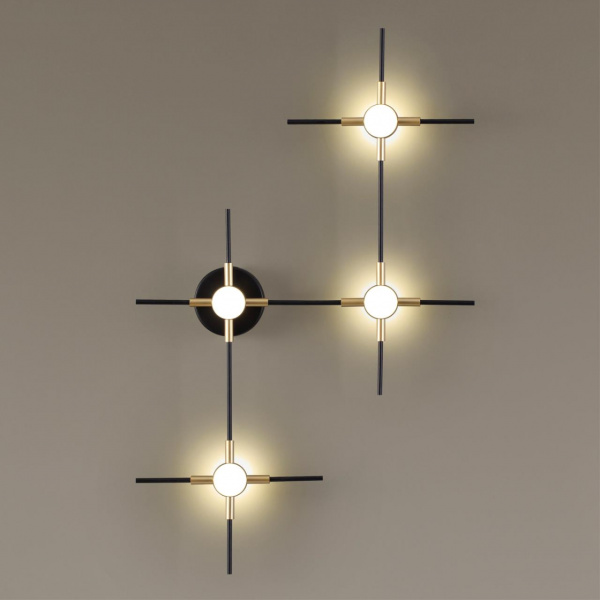 фото Золот/черн/металл Настенный светильник LED 4000K 14W 220V COSTELLA L-VISION, арт. 3906/14WL