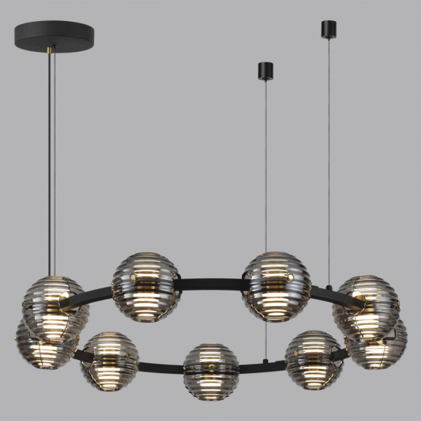 фото Черн./золото/дымчатый/металл/стеко Люстра LED 90W 4000К 7751Лм TRONI L-VISION, арт. 5041/90L