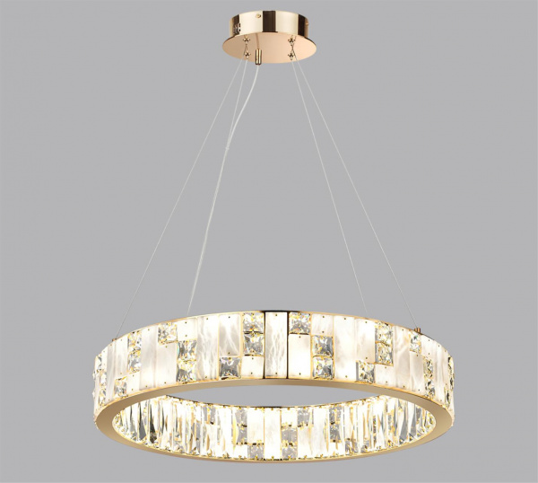 фото Золото/прозрачный/белый/металл/хрусталь/алебастр Люстра LED 63W 3700K CROSSA HALL, арт. 5072/80L