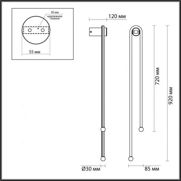 фото Металл/черный/акрил Настенный светильник IP20 LED 18W 3000K 220V MEMFI HIGHTECH, арт. 6633/18WL