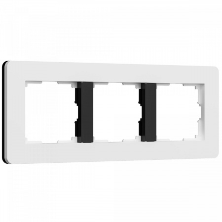 фото Рамка из поликарбоната на 3 поста Split белый/черный, soft-touch W0033068