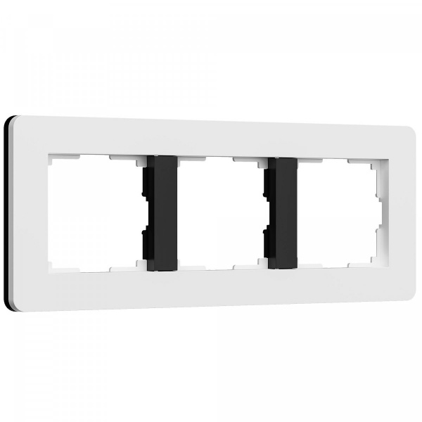 фото Рамка из поликарбоната на 3 поста Split белый/черный, soft-touch W0033068