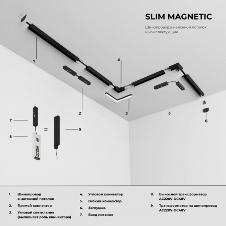 фото Slim Magnetic Соединительная планка для шинопровода в натяжной потолок 85204/00 1шт 85222/00