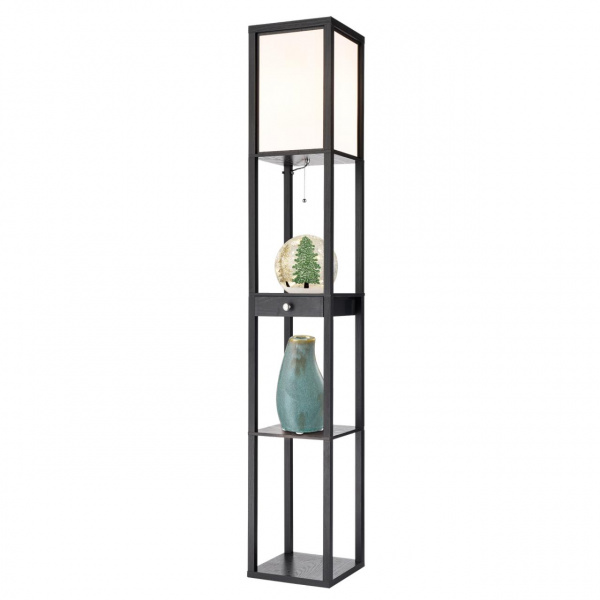 фото Черный/белый, дерево/текстиль Торшер Е27 1*60W 220V PRACTIC COMFI, арт. 8092/1F