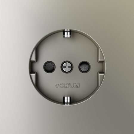 фото Розетка встраиваемая VOLTUM S70 с заземлением и защитными шторками, 16А, (шелк)