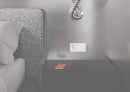 фото Накладка для розетки с заземлением и защитными шторками, с USB A+C, S70 (хлопок)