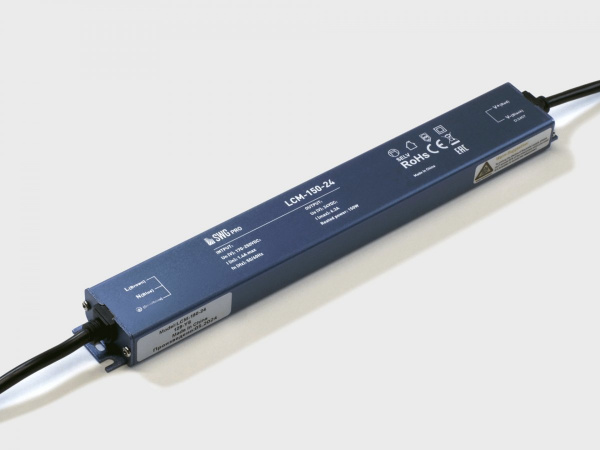 Блок питания сверхтонкий черный SWG, 150Вт, 24В, IP67, LCM-150-24