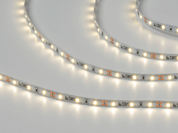 Светодиодная лента 2835, 60 LED/м, 6,3 Вт/м, 12В, IP20, Цвет: Нейтральный белый, SWG260-12-6.3-NW-M, катушка 5 м