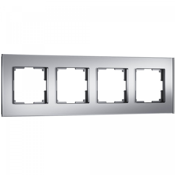 фото Рамка из стекла на 4 поста Senso серебряный soft-touch W0043106