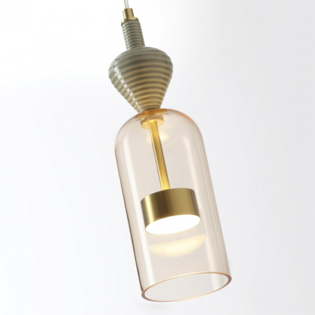 фото Античн.бронза/янтарный/металл/стекло/керамика Подвес LED 12W 4000К 1400Лм PALLETA L-VISION, арт. 5045/12LB