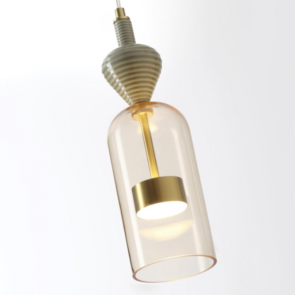 фото Античн.бронза/янтарный/металл/стекло/керамика Подвес LED 12W 4000К 1400Лм PALLETA L-VISION, арт. 5045/12LB