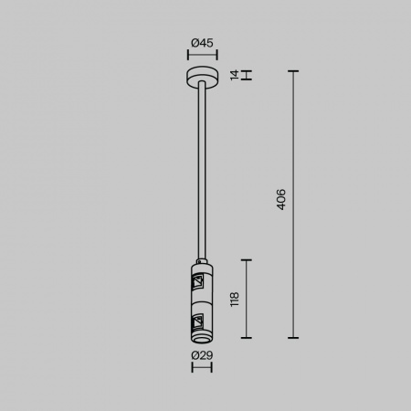 фото Крепление потолочное Среднее / Medium двойное 300мм Flarity латунь Maytoni Technical TRA158C-D1-BS