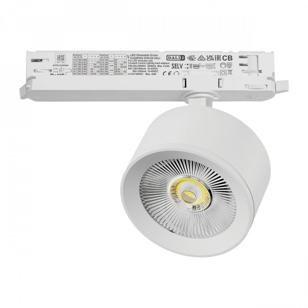 Светильник для трековой системы Quattro LED 15W с управлением DALI Alta Pro, белый Lightstar A5536DALI