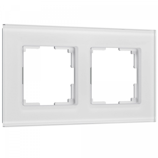 фото Рамка из стекла на 2 поста Senso белый soft-touch W0023101