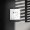 фото Розетка встраиваемая VOLTUM S70 с заземлением и защитными шторками, 16А, с USB, A+A, (белый глянцевы