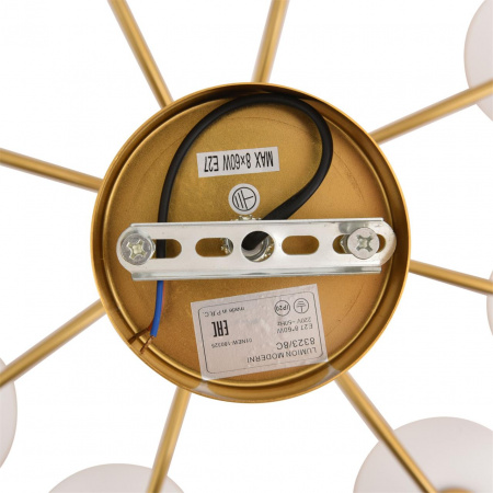 фото Латунь/белый, металл/стекло/дерево Люстра потолочная E27 8*60W 220V LARINA MODERNI, арт. 8323/8C