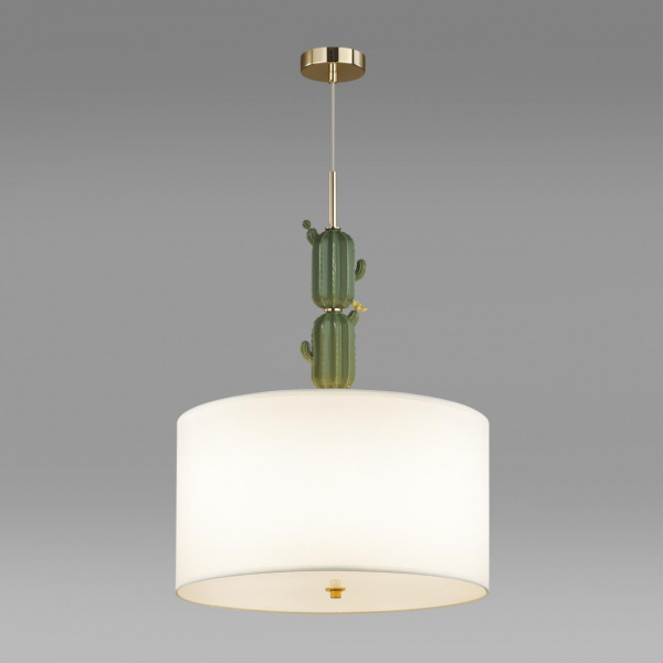 фото Золотой/зеленый/белый/металл/керамика/ткань Люстра E27 3*60W CACTUS MODERN, арт. 5425/3