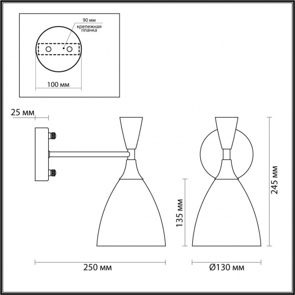 фото Белый, черный, золотой Бра E14 60W 220V OLIVER MODERNI, арт. 4494/1W
