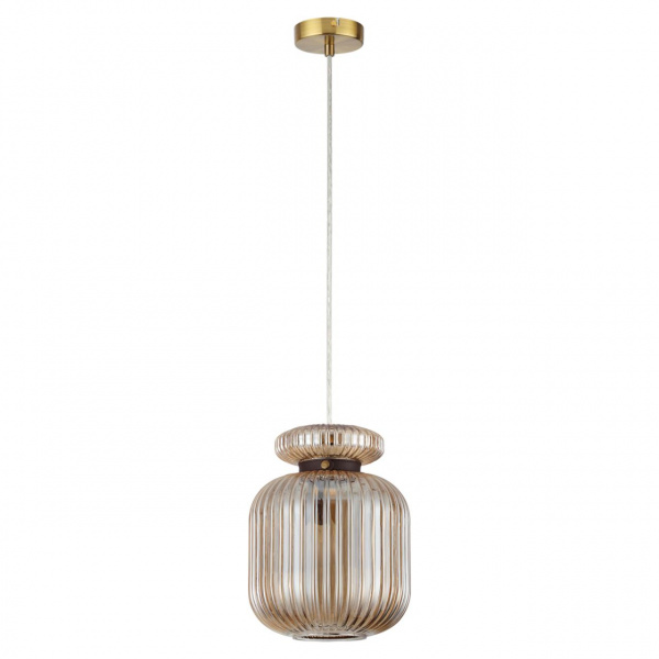 Античн.бронза/янтарный/металл/стекло/эко.кожа Подвес E27 1*60W JUGI PENDANT, арт. 5042/1A
