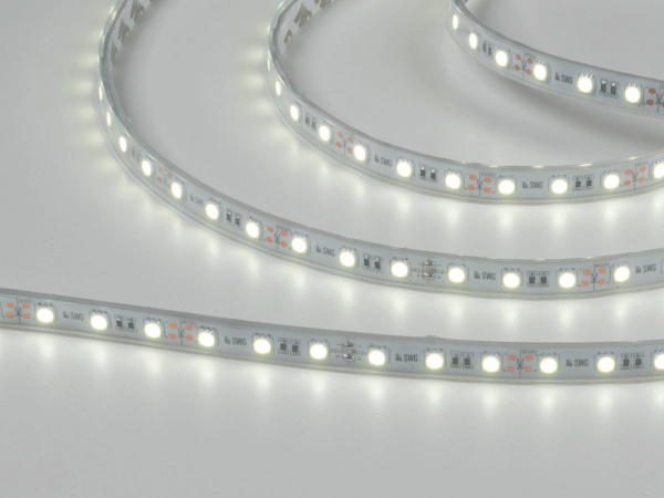 Светодиодная лента 5050, 60 LED/м, 14,4 Вт/м, 12В, IP66, Цвет: Холодный белый, SWG560-12-14.4-W-66-M, катушка 5 м