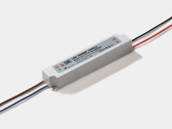 Блок Питания SWG для ленты IP 67 пластик 12 W, 12V, LV-12-12