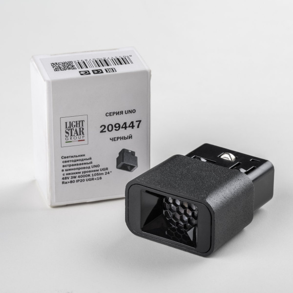 фото Светильник трековый 48V 3W 4000K 24° UGR<10 черный Uno Lightstar 209447