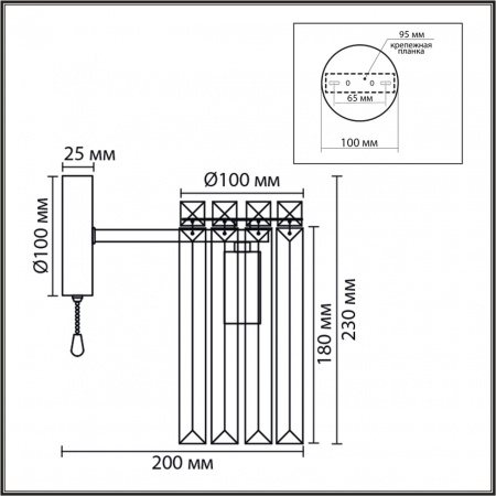 фото Хром/прозрачный, металл/хрусталь Бра E14 1*40W 220V FAVLA CLASSI, арт. 8348/1W