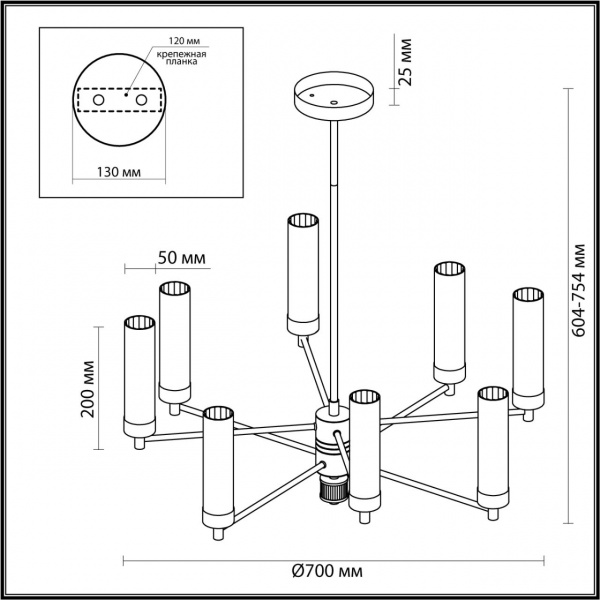 фото Золотой Люстра потолочная E14 8*40W 220V KAMILLA CLASSI, арт. 5274/8C