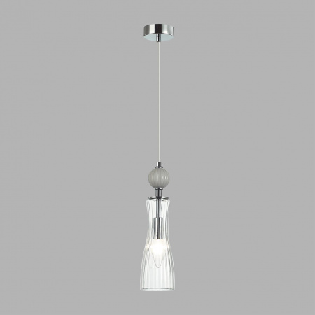 фото Хром/серый/прозрачный, металл/керамика/стекло Подвес Е14 1*40W 220V EMILY NEOCLASSI, арт. 8269/1A