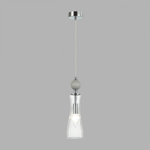 фото Хром/серый/прозрачный, металл/керамика/стекло Подвес Е14 1*40W 220V EMILY NEOCLASSI, арт. 8269/1A