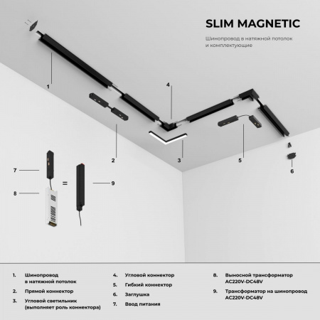 фото Slim Magnetic Соединительная планка для шинопровода в натяжной потолок 85204/00 1шт 85222/00
