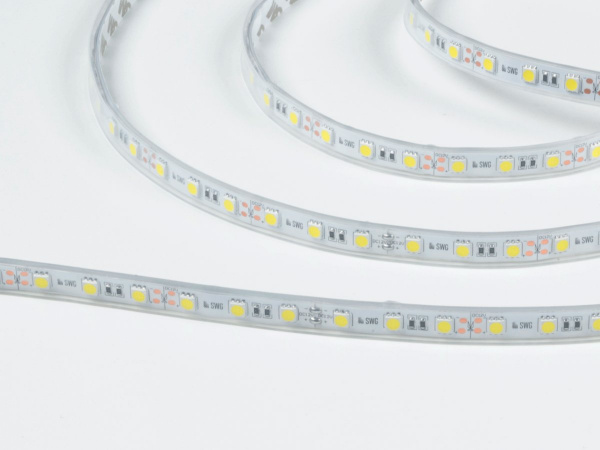 фото Светодиодная лента 5050, 60 LED/м, 14,4 Вт/м, 12В, IP66, Цвет: Холодный белый, SWG560-12-14.4-W-66-M, катушка 5 м
