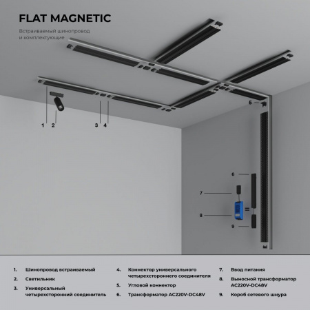 фото Шинопровод встраиваемый (2м) Flat Magnetic 85130/00