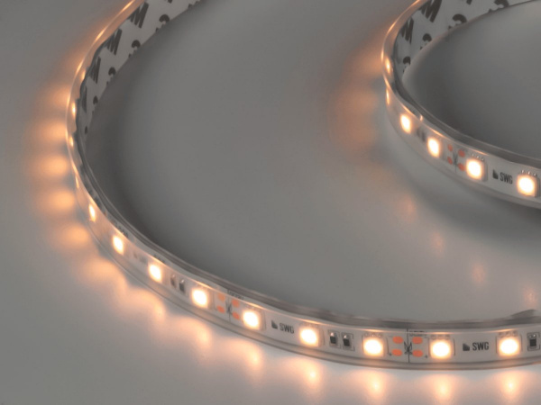 Светодиодная лента 5050, 60 LED/м, 14,4 Вт/м, 12В, IP66, Цвет: Теплый белый, SWG560-12-14.4-WW-66-M, катушка 5 м