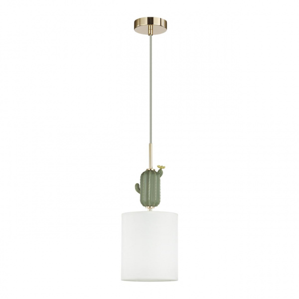 Золотой/зеленый/белый/металл/керамика/ткань Подвес E14 1*40W CACTUS MODERN, арт. 5425/1