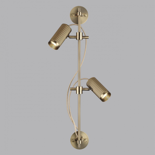 фото Настенный св-к поворотный на 50°/180° металл/под латунь IP20 LED GU10 *2 10W 220V MANCHESTER HIGHTECH, арт. 7013/2W