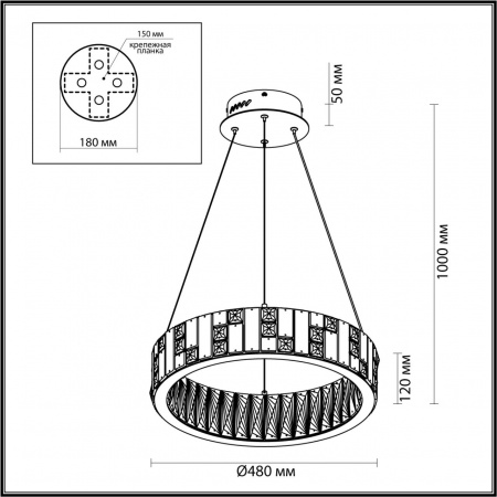 фото Золото/прозрачный/белый/металл/хрусталь/алебастр Люстра LED 46W 3700K CROSSA HALL, арт. 5072/60L