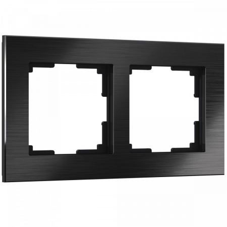 фото Рамка из металла на 2 поста Аluminium черный алюминий W0021708