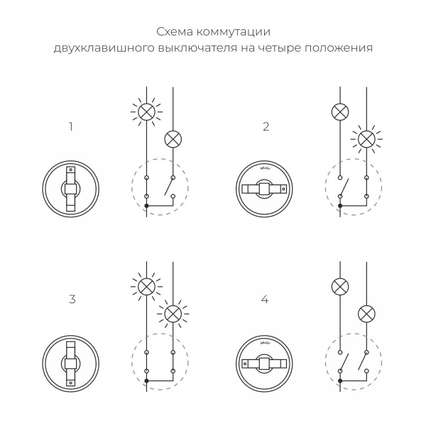 фото Выключатель на 4 положения двухклавишный бронзовый ретро W5720012