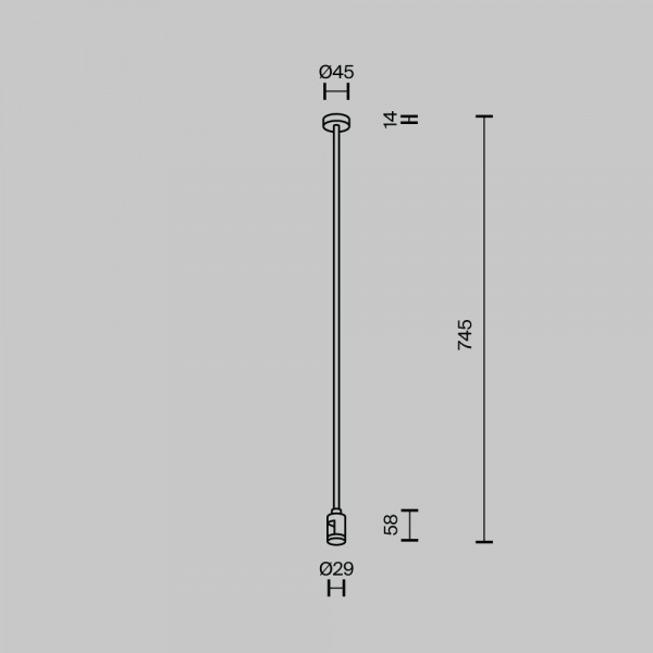 фото Крепление потолочное Длинное / Long 700мм с вводом питания Flarity черный Maytoni Technical TRA159C-B1-B