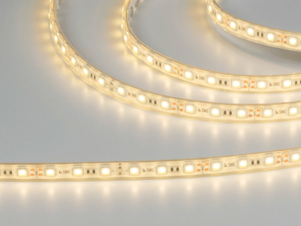 Светодиодная лента 5050, 60 LED/м, 14,4 Вт/м, 12В, IP68, Цвет: Теплый белый, SWG560-12-14.4-WW-68-M, катушка 5 м