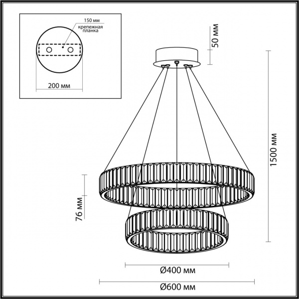 фото Золотой/прозрачный металл/хрусталь Люстра LED 60W 4000K 6000Лм VEKIA L-VISION, арт. 5015/60L
