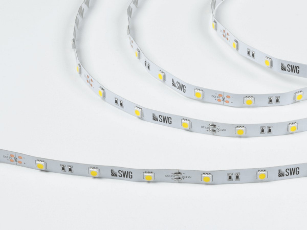 фото Светодиодная лента 5050, 30 LED/м, 7,2 Вт/м, 12В, IP20, Цвет: Нейтральный белый, SWG530-12-7.2-NW-M, катушка 5 м