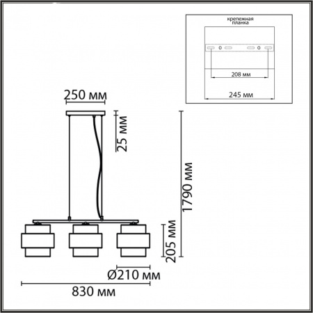 фото Черный/черный, золотой металл/металл, текстиль Подвес Е27 3*60W 220V ANIMAISA MODERNI, арт. 8003/3A